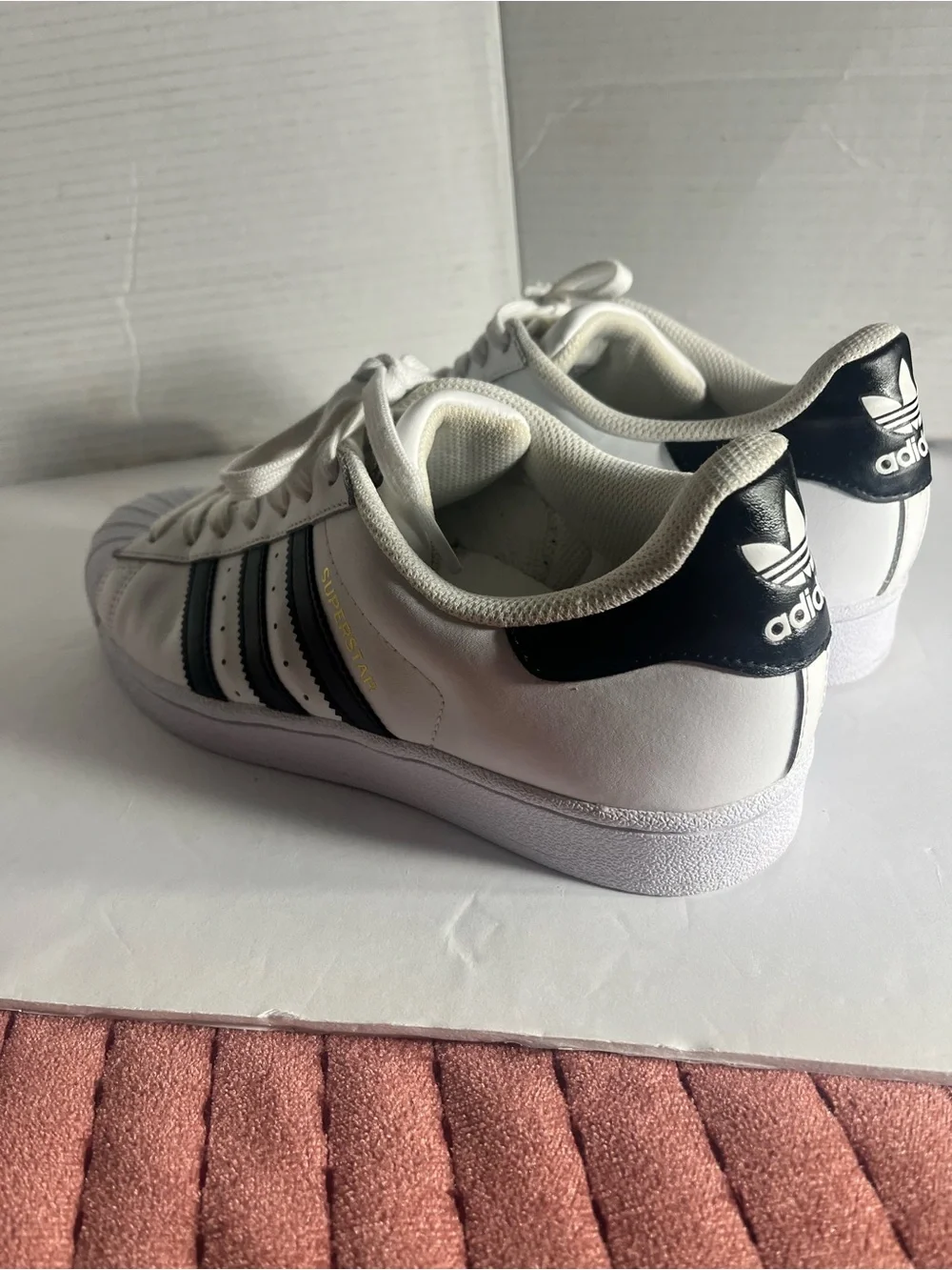 adidas White Sneakers with Black Stripes